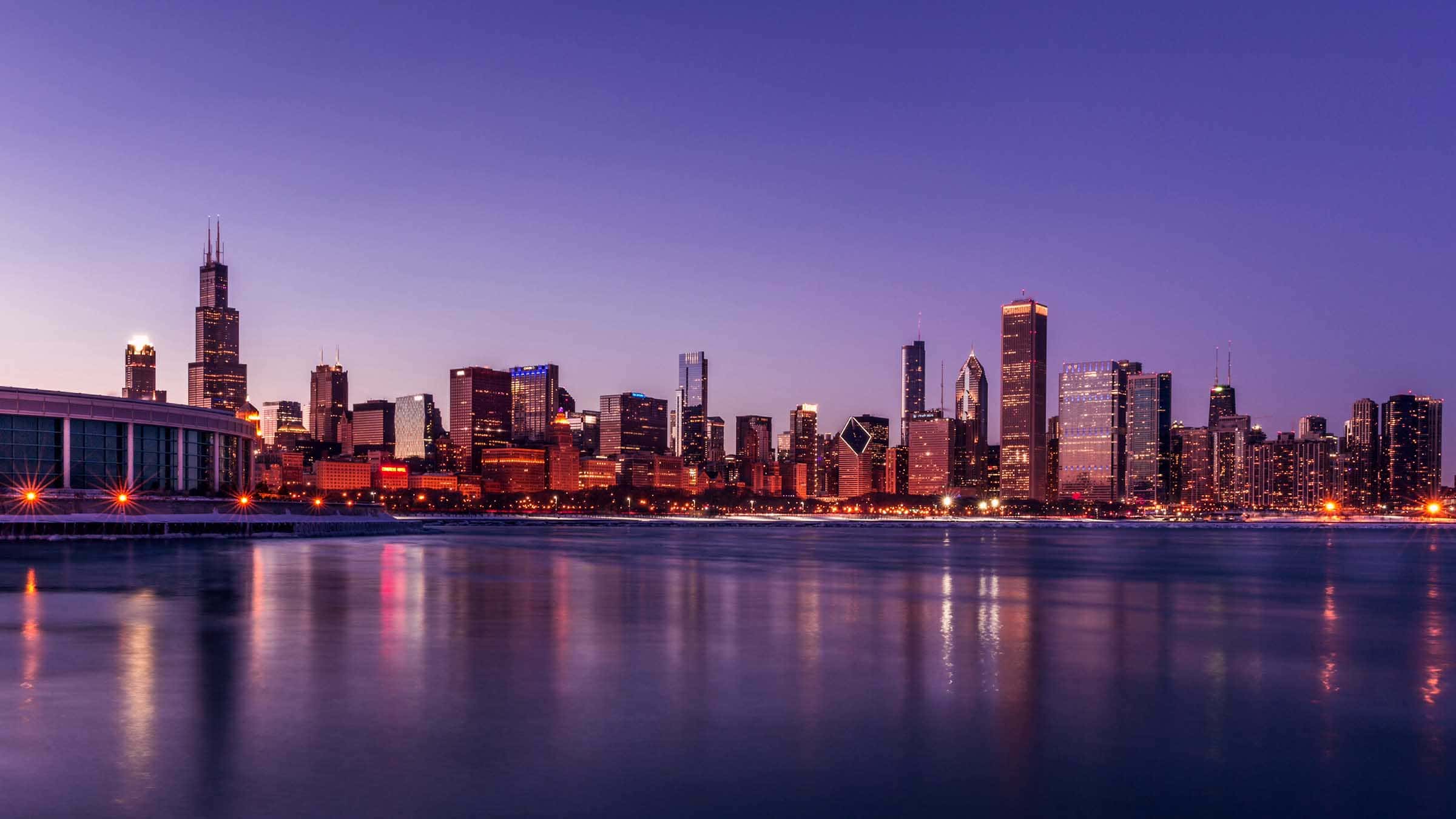Chicago skyline at night