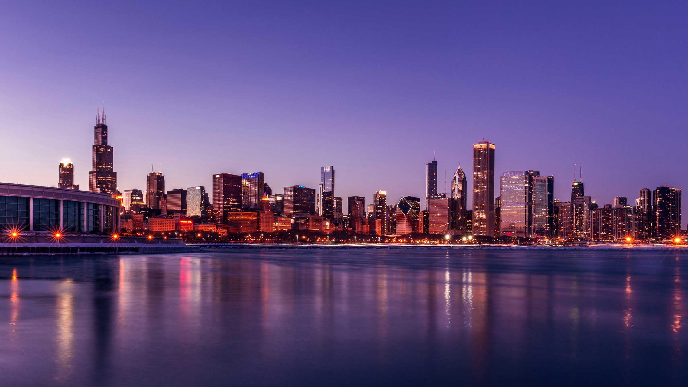 Chicago skyline at night